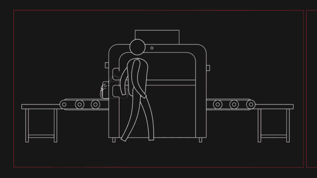 人過安檢門，物過安檢機